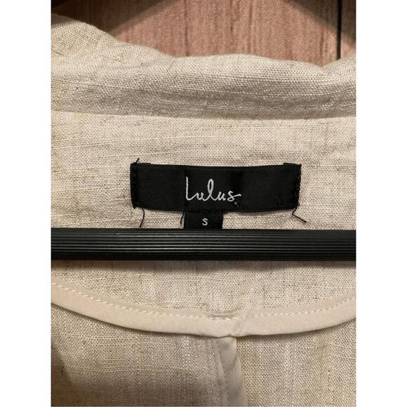 Lulus Small Inspired Element Beige Oversized Blazer jacket top - Picture 5 of 7